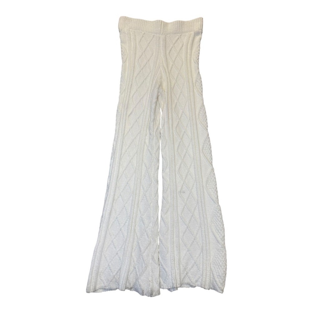 Beach Riot Rayne Knit Pants Cream Cable Knit‎ Wide Leg Pants Cozy Small NWOT
